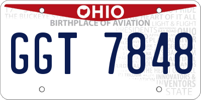 OH license plate GGT7848