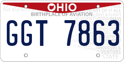 OH license plate GGT7863