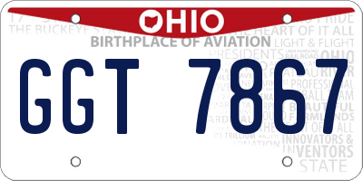 OH license plate GGT7867