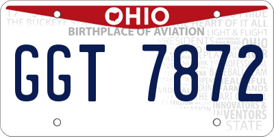 OH license plate GGT7872