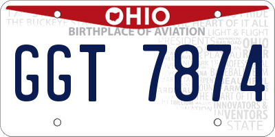 OH license plate GGT7874