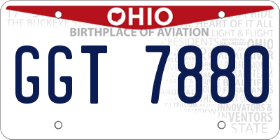 OH license plate GGT7880