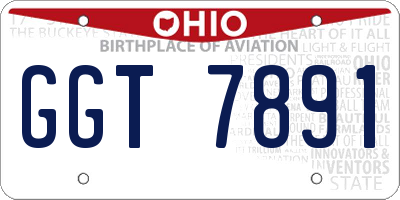 OH license plate GGT7891