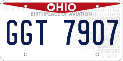 OH license plate GGT7907