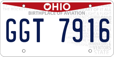 OH license plate GGT7916