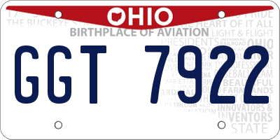 OH license plate GGT7922