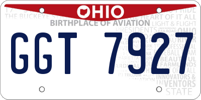 OH license plate GGT7927