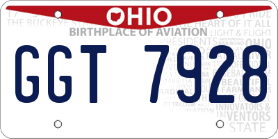 OH license plate GGT7928