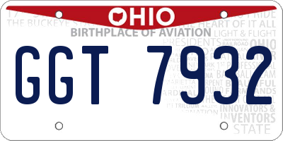 OH license plate GGT7932