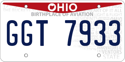 OH license plate GGT7933