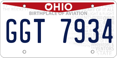 OH license plate GGT7934