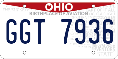 OH license plate GGT7936