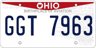 OH license plate GGT7963