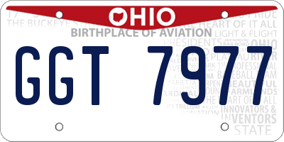 OH license plate GGT7977