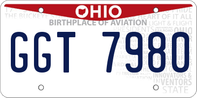 OH license plate GGT7980
