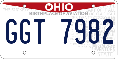 OH license plate GGT7982