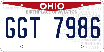 OH license plate GGT7986