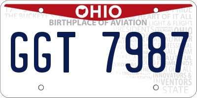 OH license plate GGT7987