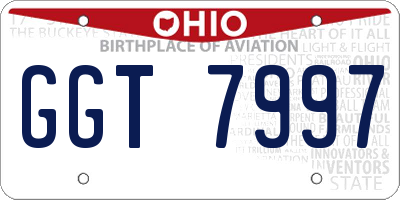 OH license plate GGT7997