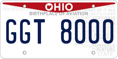 OH license plate GGT8000