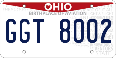 OH license plate GGT8002