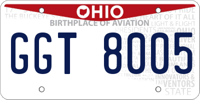 OH license plate GGT8005