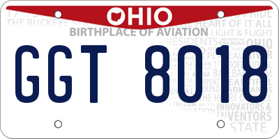 OH license plate GGT8018