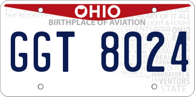 OH license plate GGT8024