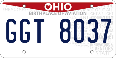 OH license plate GGT8037