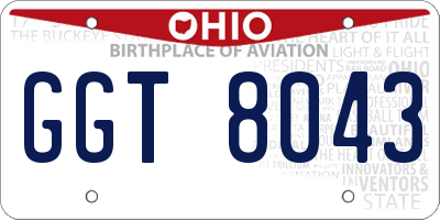OH license plate GGT8043
