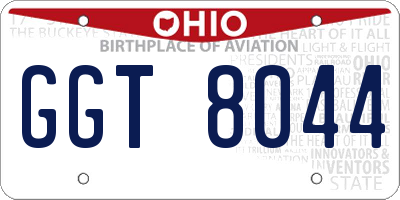 OH license plate GGT8044