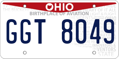 OH license plate GGT8049