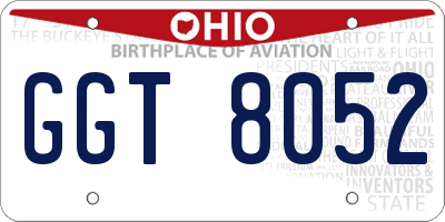 OH license plate GGT8052