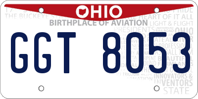 OH license plate GGT8053