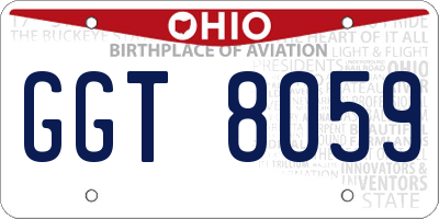 OH license plate GGT8059