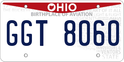 OH license plate GGT8060