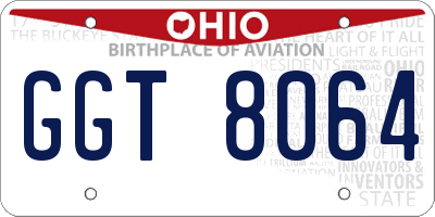 OH license plate GGT8064