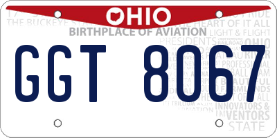 OH license plate GGT8067