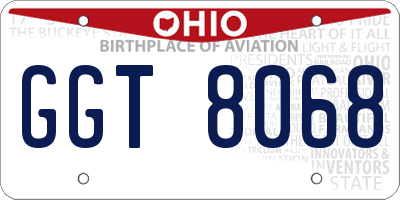 OH license plate GGT8068