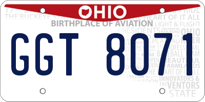 OH license plate GGT8071