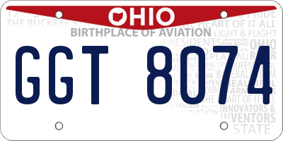 OH license plate GGT8074