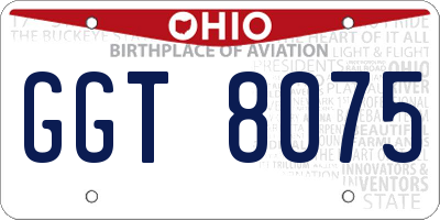 OH license plate GGT8075