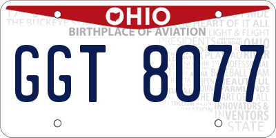 OH license plate GGT8077