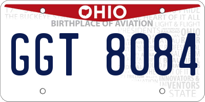 OH license plate GGT8084
