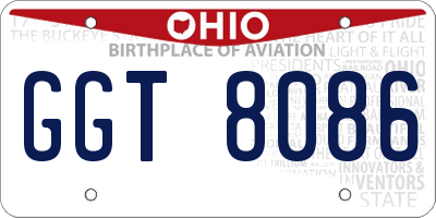 OH license plate GGT8086