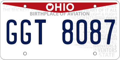 OH license plate GGT8087