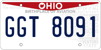 OH license plate GGT8091