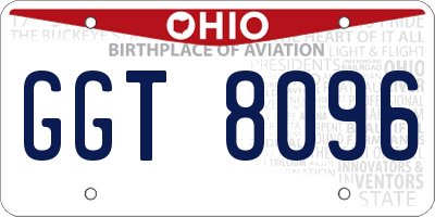 OH license plate GGT8096