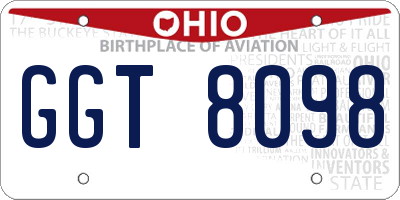 OH license plate GGT8098