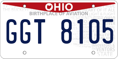 OH license plate GGT8105